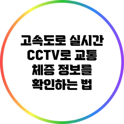 고속도로 실시간 CCTV로 교통 체증 정보를 확인하는 법