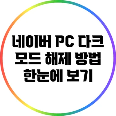 네이버 PC 다크 모드 해제 방법 한눈에 보기