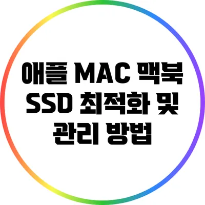 애플 MAC 맥북 SSD 최적화 및 관리 방법