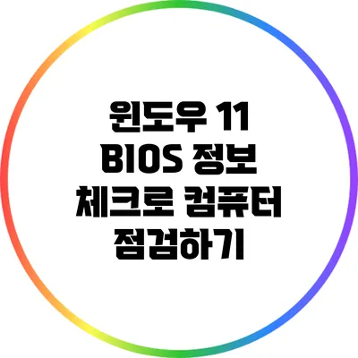 윈도우 11 BIOS 정보 체크로 컴퓨터 점검하기