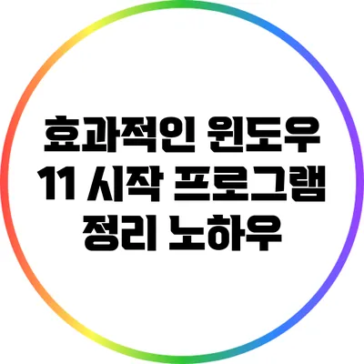 효과적인 윈도우 11 시작 프로그램 정리 노하우