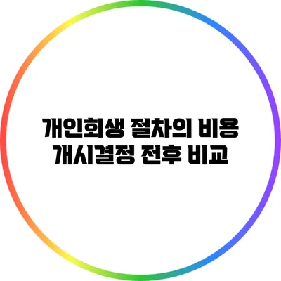개인회생 절차의 비용: 개시결정 전후 비교