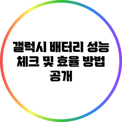 갤럭시 배터리 성능 체크 및 효율 방법 공개