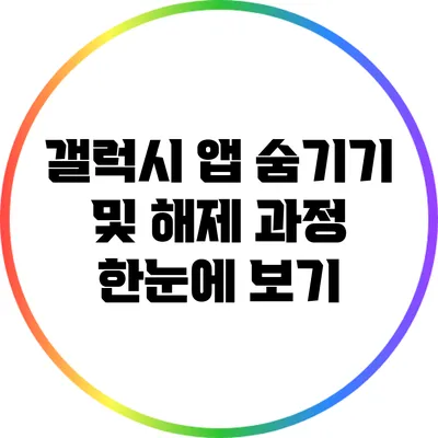 갤럭시 앱 숨기기 및 해제 과정 한눈에 보기