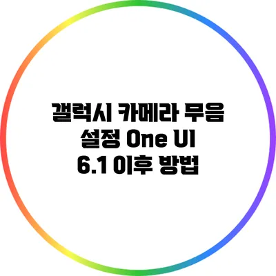 갤럭시 카메라 무음 설정: One UI 6.1 이후 방법