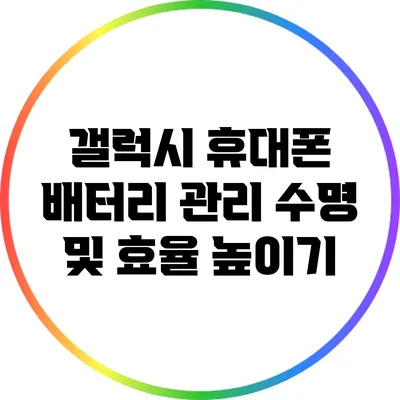 갤럭시 휴대폰 배터리 관리: 수명 및 효율 높이기