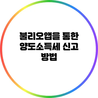 불리오앱을 통한 양도소득세 신고 방법