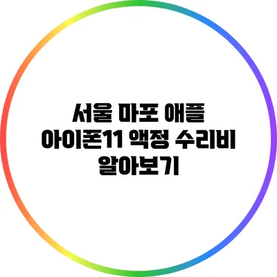 서울 마포 애플 아이폰11 액정 수리비 알아보기