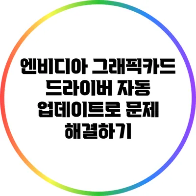 엔비디아 그래픽카드 드라이버 자동 업데이트로 문제 해결하기