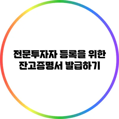 전문투자자 등록을 위한 잔고증명서 발급하기