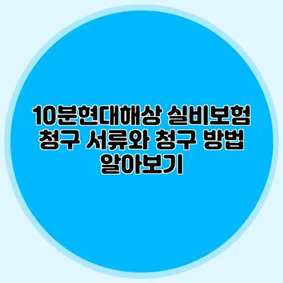 10분현대해상 실비보험 청구 서류와 청구 방법 알아보기