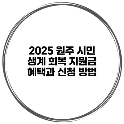 2025 원주 시민 생계 회복 지원금 혜택과 신청 방법