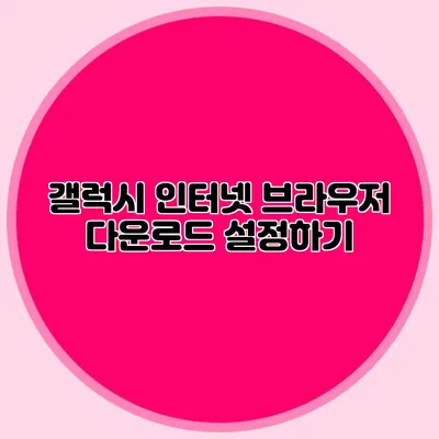 갤럭시 인터넷 브라우저 다운로드 설정하기