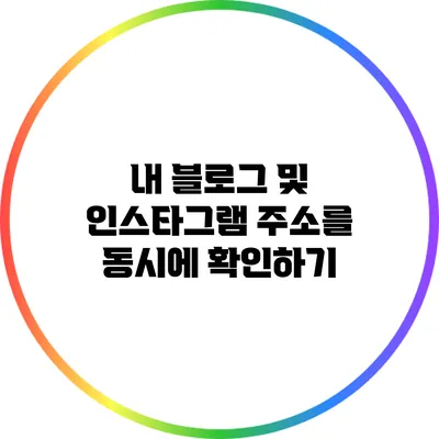 내 블로그 및 인스타그램 주소를 동시에 확인하기