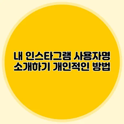 내 인스타그램 사용자명 소개하기: 개인적인 방법
