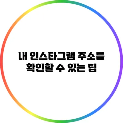 내 인스타그램 주소를 확인할 수 있는 팁