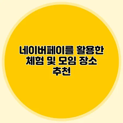 네이버페이를 활용한 체험 및 모임 장소 추천