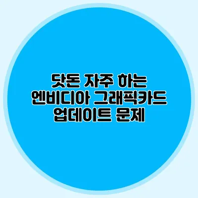 닷돈 자주 하는 엔비디아 그래픽카드 업데이트 문제