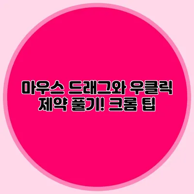 마우스 드래그와 우클릭 제약 풀기! 크롬 팁