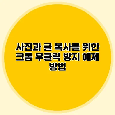 사진과 글 복사를 위한 크롬 우클릭 방지 해제 방법