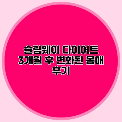 슬림웨이 다이어트 3개월 후 변화된 몸매 후기