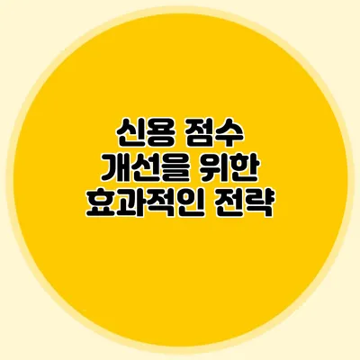신용 점수 개선을 위한 효과적인 전략
