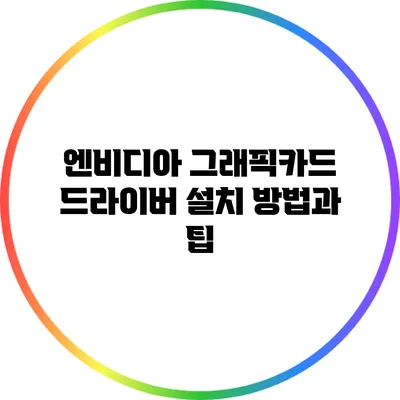 엔비디아 그래픽카드 드라이버 설치 방법과 팁