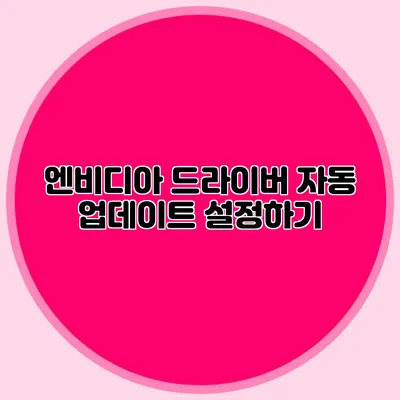 엔비디아 드라이버 자동 업데이트 설정하기