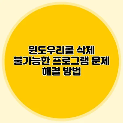 윈도우리콜: 삭제 불가능한 프로그램 문제 해결 방법