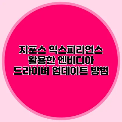 지포스 익스피리언스 활용한 엔비디아 드라이버 업데이트 방법