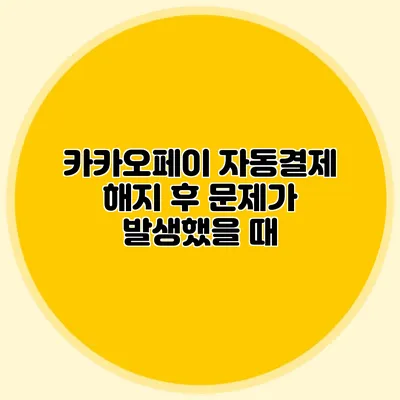 카카오페이 자동결제 해지 후 문제가 발생했을 때