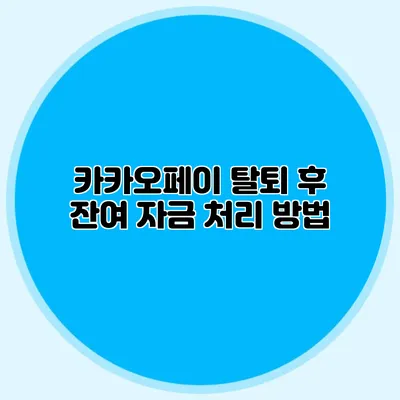 카카오페이 탈퇴 후 잔여 자금 처리 방법