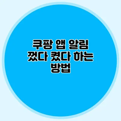 쿠팡 앱 알림 껐다 켰다 하는 방법