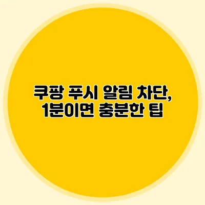 쿠팡 푸시 알림 차단, 1분이면 충분한 팁