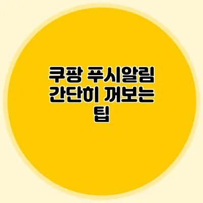 쿠팡 푸시알림 간단히 꺼보는 팁