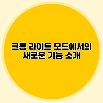 크롬 라이트 모드에서의 새로운 기능 소개