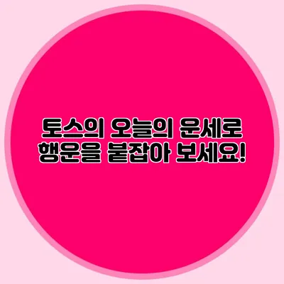 토스의 오늘의 운세로 행운을 붙잡아 보세요!