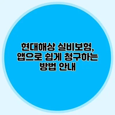 현대해상 실비보험, 앱으로 쉽게 청구하는 방법 안내