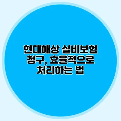 현대해상 실비보험 청구, 효율적으로 처리하는 법
