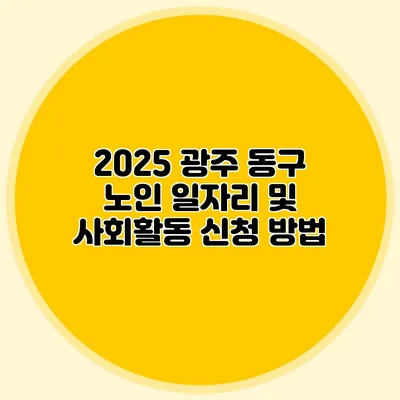 2025 광주 동구 노인 일자리 및 사회활동 신청 방법
