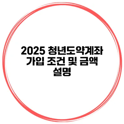 2025 청년도약계좌 가입 조건 및 금액 설명