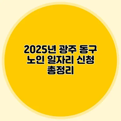 2025년 광주 동구 노인 일자리 신청 총정리