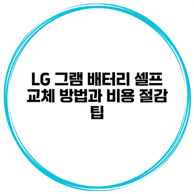 LG 그램 배터리 셀프 교체 방법과 비용 절감 팁
