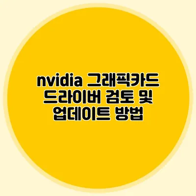 nvidia 그래픽카드 드라이버 검토 및 업데이트 방법
