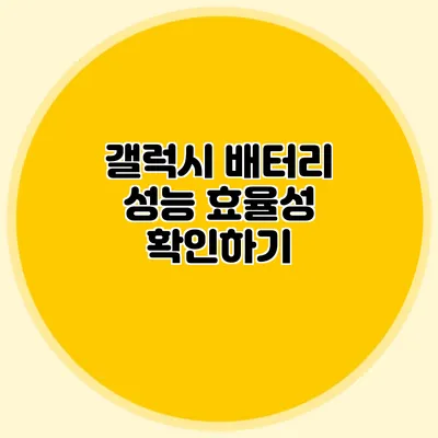 갤럭시 배터리 성능 효율성 확인하기