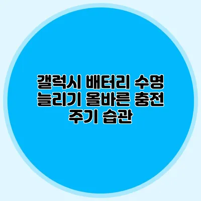 갤럭시 배터리 수명 늘리기 올바른 충전 주기 습관