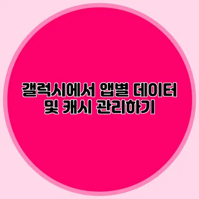 갤럭시에서 앱별 데이터 및 캐시 관리하기