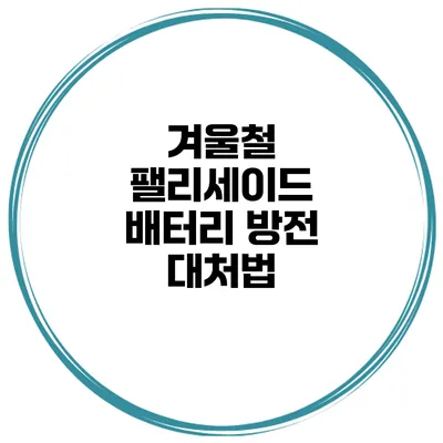 겨울철 팰리세이드 배터리 방전 대처법
