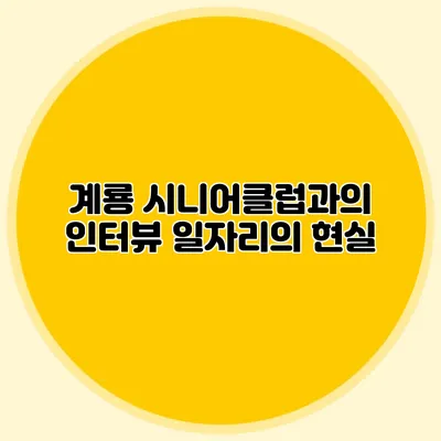 계룡 시니어클럽과의 인터뷰 일자리의 현실