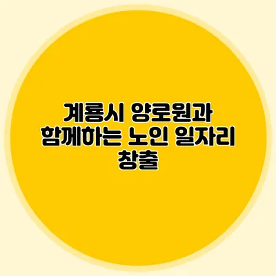계룡시 양로원과 함께하는 노인 일자리 창출